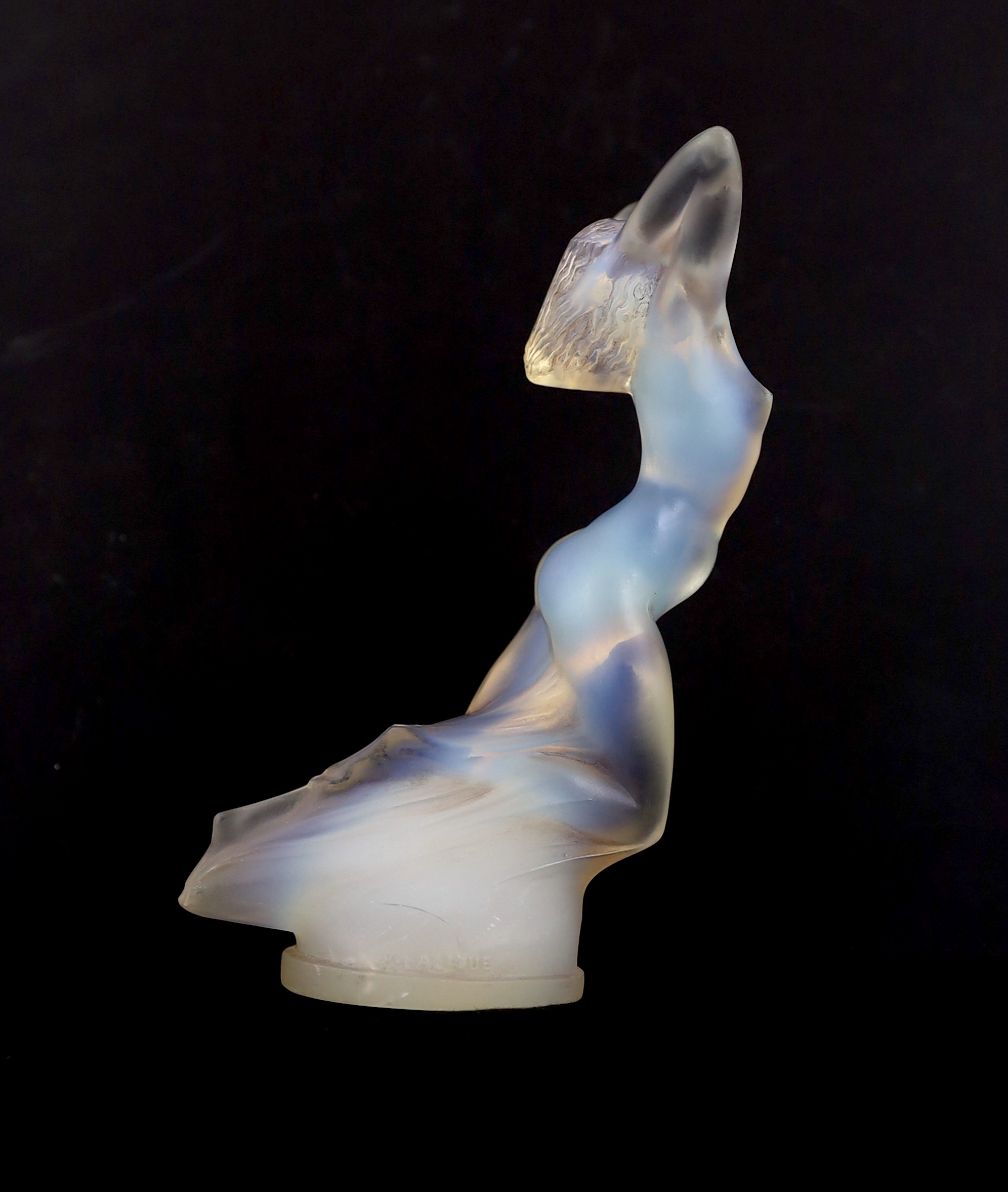 A Rene Lalique opalescent glass Vitesse car mascot, model 1160, c.1929